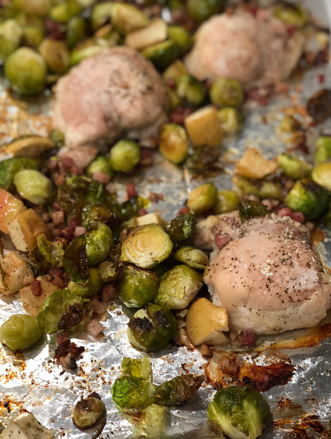 Chicken, Apple and Brussels Sprouts Sheet Pan Dinner